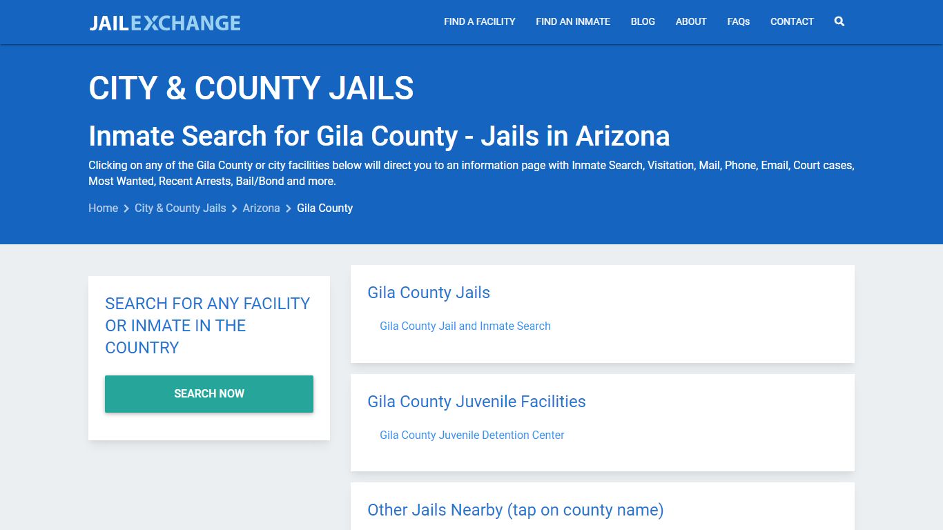 Inmate Search for Gila County | Jails in Arizona - Jail Exchange