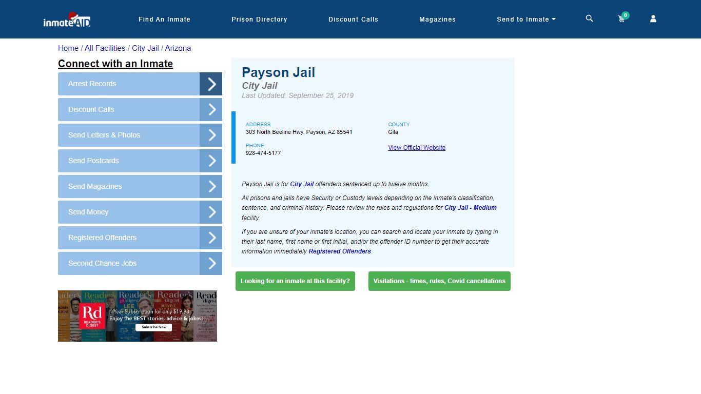 Payson Jail | Inmate Locator